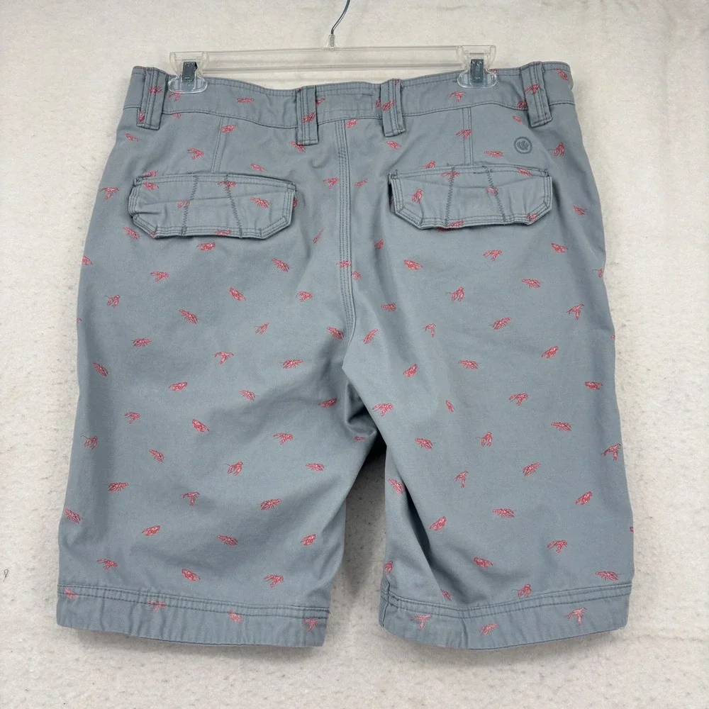 FatFace Lobster Print Chino Shorts Mens 36 Light Blue Novelty Cotton Twill